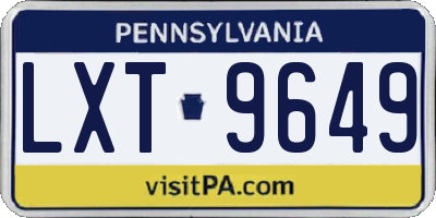 PA license plate LXT9649