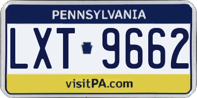 PA license plate LXT9662
