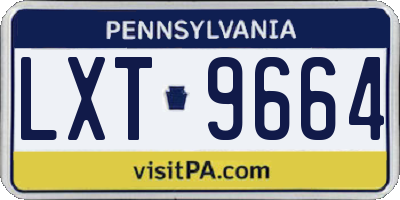 PA license plate LXT9664