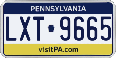 PA license plate LXT9665