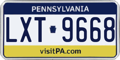 PA license plate LXT9668
