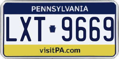 PA license plate LXT9669