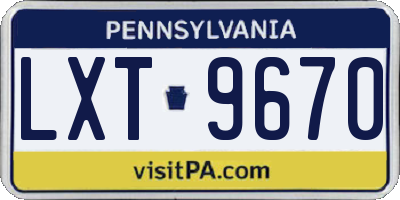 PA license plate LXT9670