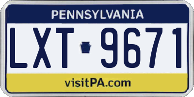 PA license plate LXT9671