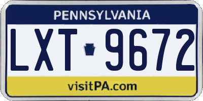 PA license plate LXT9672