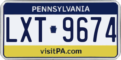 PA license plate LXT9674