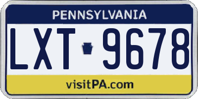 PA license plate LXT9678
