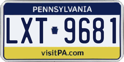 PA license plate LXT9681