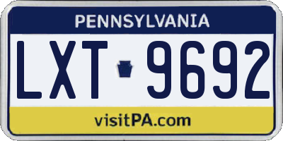 PA license plate LXT9692