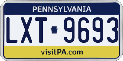 PA license plate LXT9693