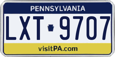 PA license plate LXT9707