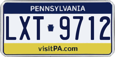 PA license plate LXT9712