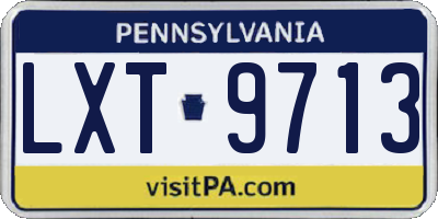 PA license plate LXT9713