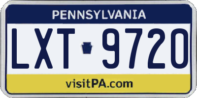 PA license plate LXT9720