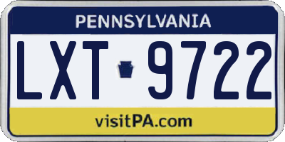 PA license plate LXT9722