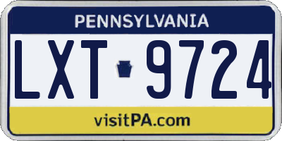 PA license plate LXT9724