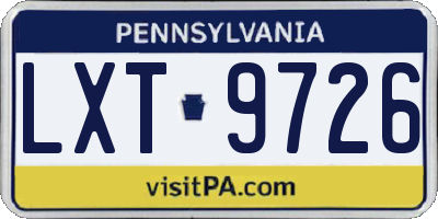 PA license plate LXT9726