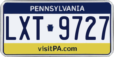 PA license plate LXT9727