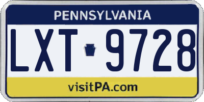 PA license plate LXT9728