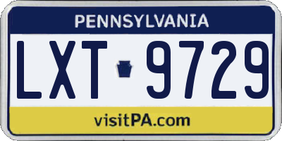 PA license plate LXT9729
