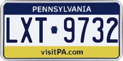PA license plate LXT9732
