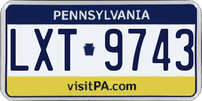 PA license plate LXT9743