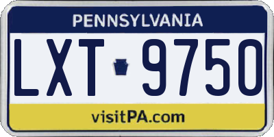 PA license plate LXT9750