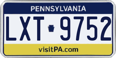 PA license plate LXT9752