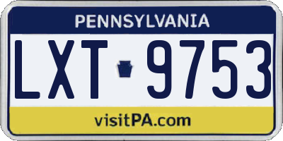 PA license plate LXT9753
