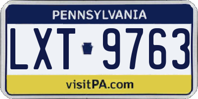 PA license plate LXT9763
