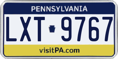 PA license plate LXT9767