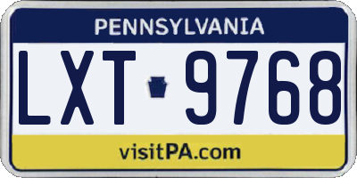 PA license plate LXT9768