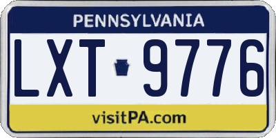PA license plate LXT9776