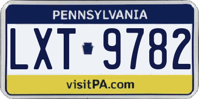 PA license plate LXT9782