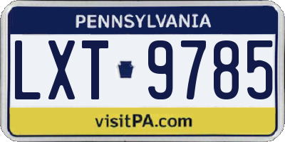 PA license plate LXT9785