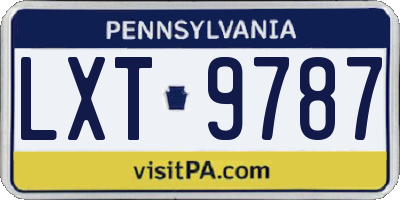 PA license plate LXT9787