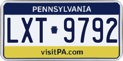 PA license plate LXT9792