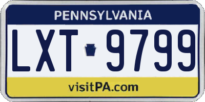 PA license plate LXT9799