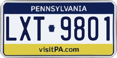PA license plate LXT9801