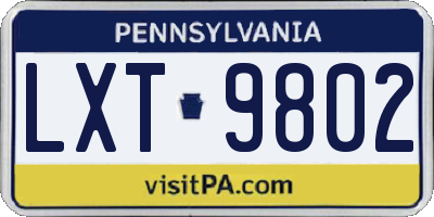 PA license plate LXT9802