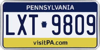 PA license plate LXT9809
