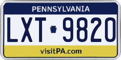 PA license plate LXT9820
