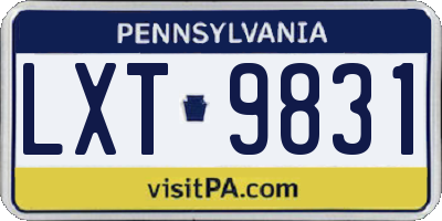 PA license plate LXT9831