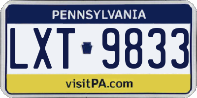 PA license plate LXT9833