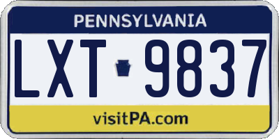 PA license plate LXT9837