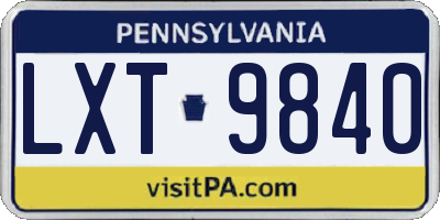 PA license plate LXT9840