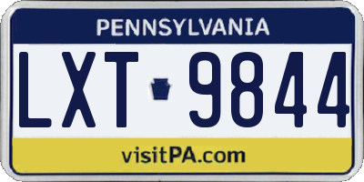 PA license plate LXT9844