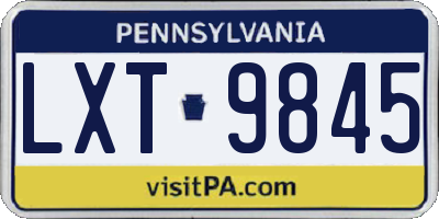 PA license plate LXT9845