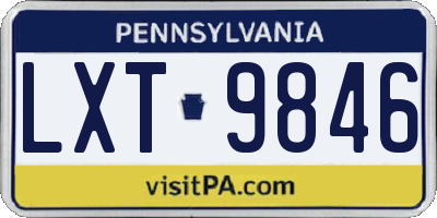 PA license plate LXT9846