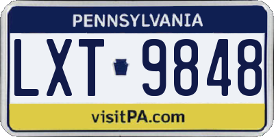 PA license plate LXT9848